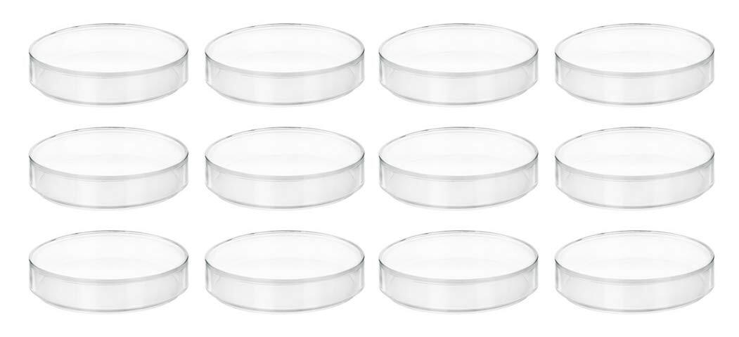 12PK Plastic Petri Dishes with Lids 2.9 Inch Reusable Autoclavable Polypropylene