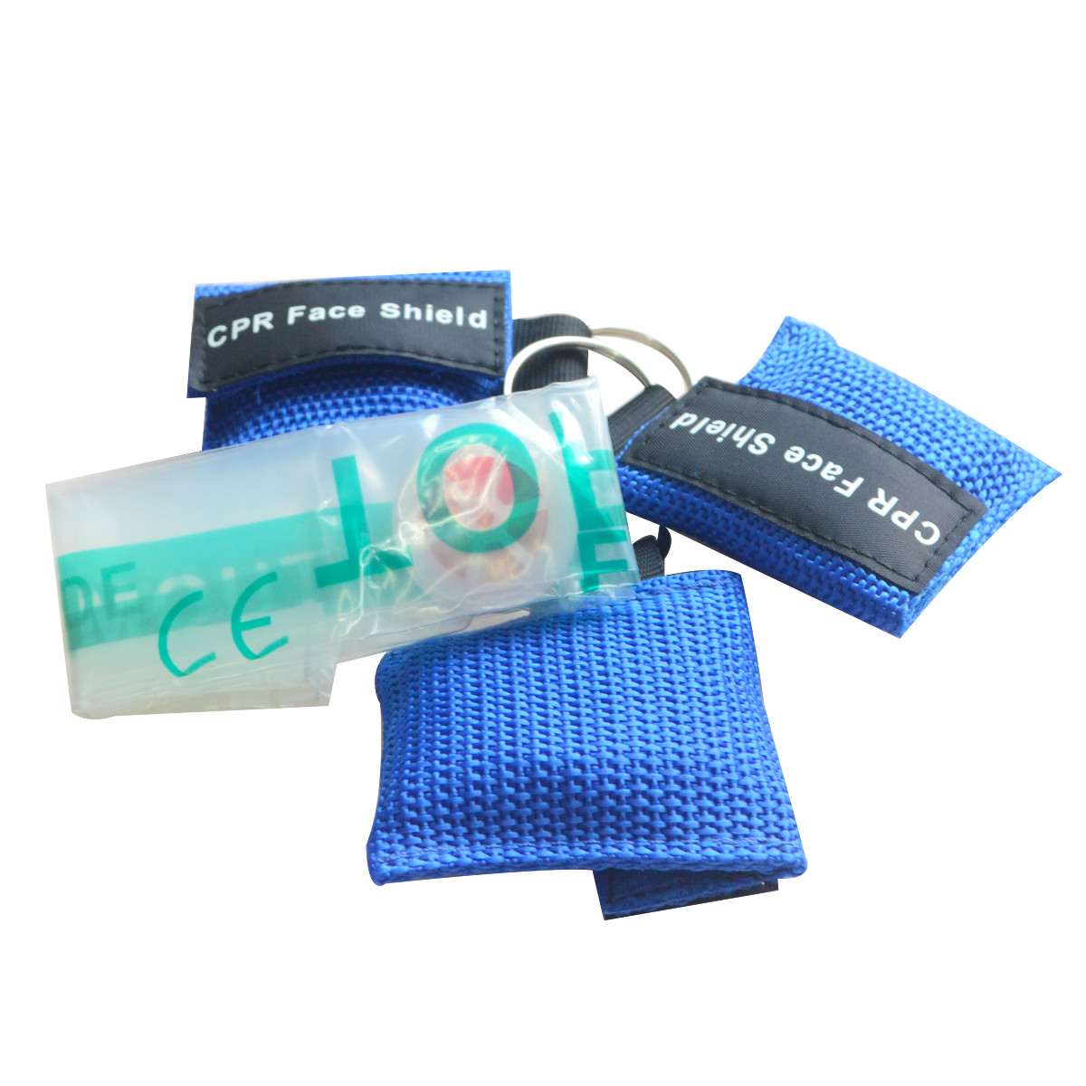 100PCS 5Colors Keychain Transparent CPR Mask First Aid Training CPR Face Shield