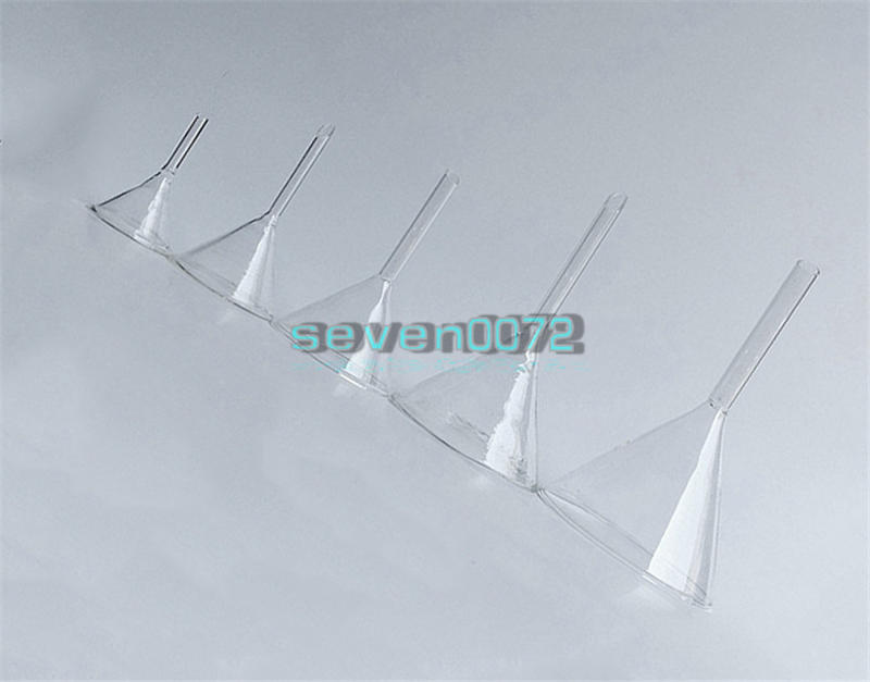 Multiple Siz 30/40/50/60/75/90mm Short Stem Thick Clear Glass Laboratory Funnel