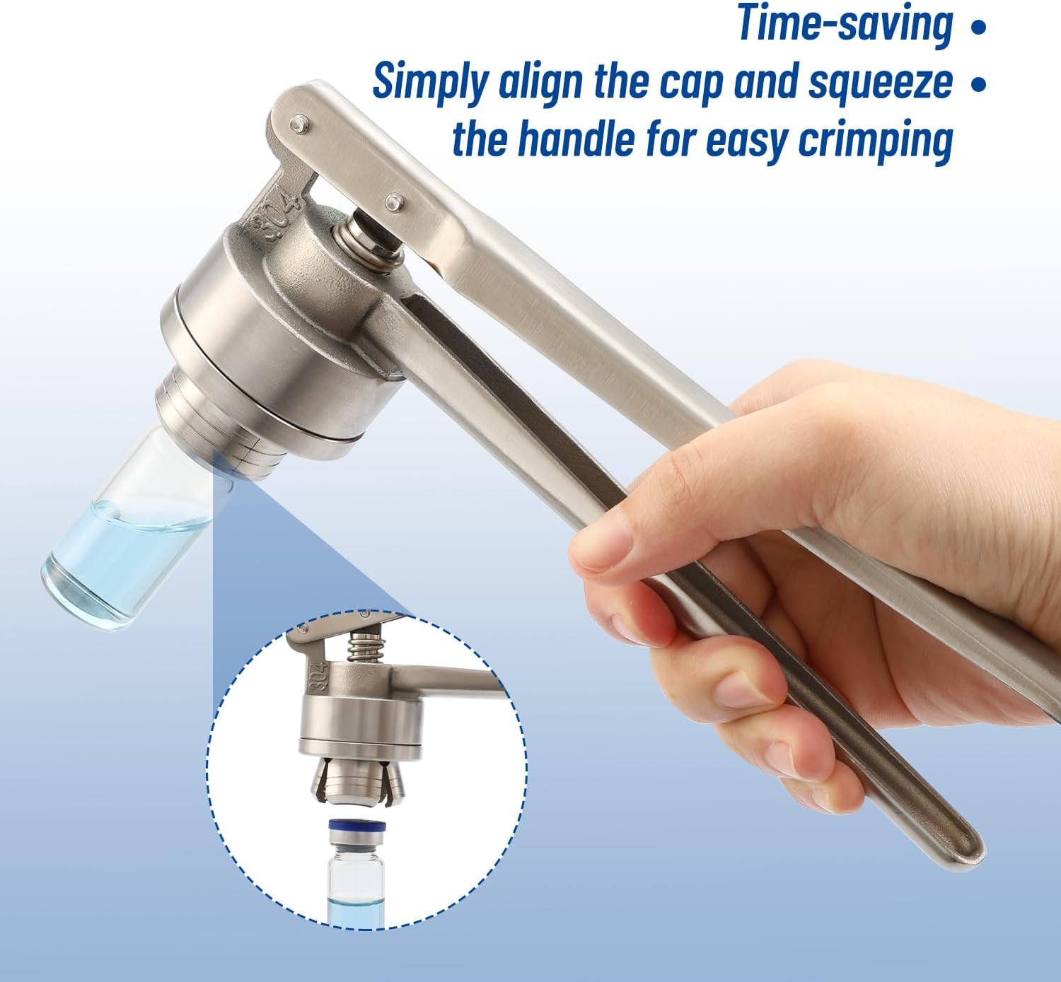 20mm Flip Vial Crimper, 100 Pcs Flip Caps and 100 Pcs Rubber Stoppers Are Includ