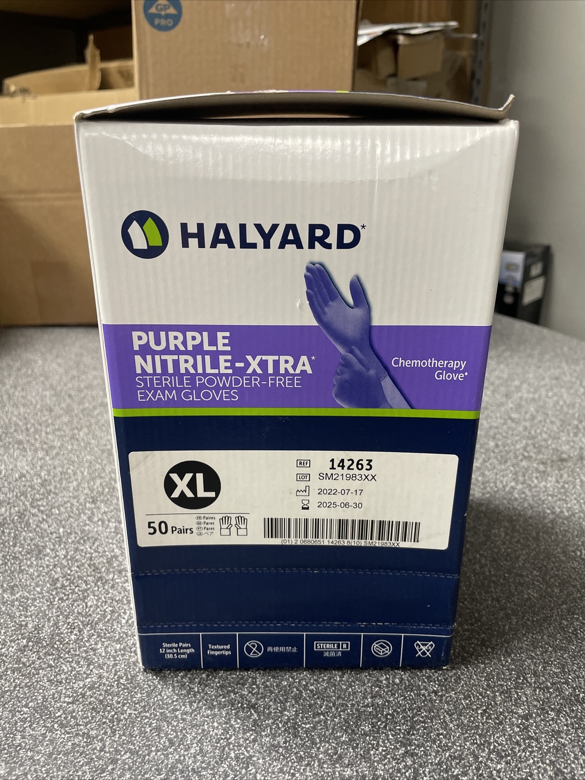 1 Box Halyard Purple-XTRA Nitrile STERILE Powder-Free Exam Gloves Size XL 25/06