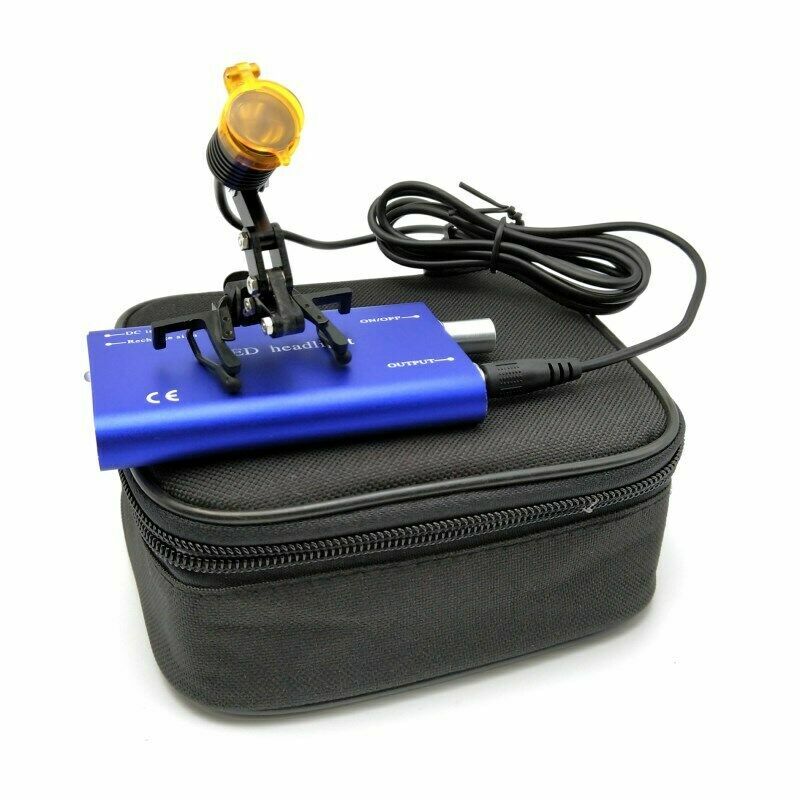 US STOCK 3W Dental Medical LED Head Light w/ Filter Metal Clip-on Head Ligh Blue