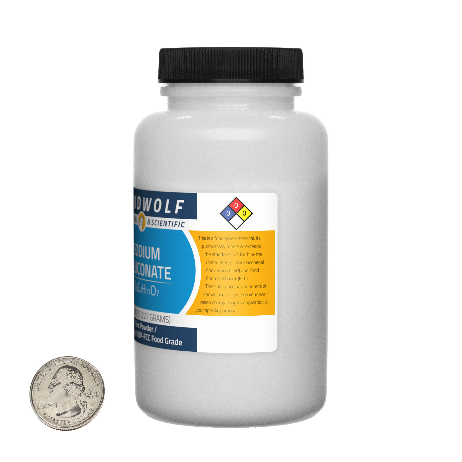 Sodium Gluconate / 8 Ounce Bottle / 99% Pure USP-FCC Food Grade / Fine Powder
