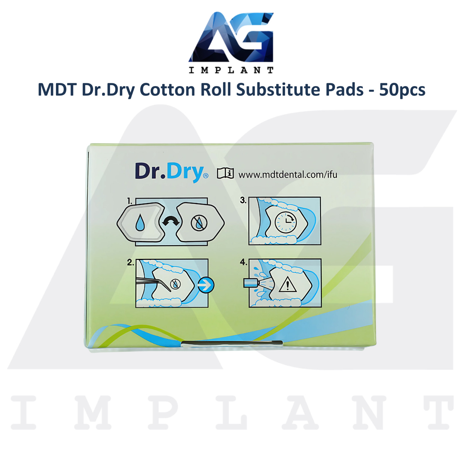 50pcs MDT Dr.Dry Cotton Roll Substitute Pads Moisture Management Dental Supplies