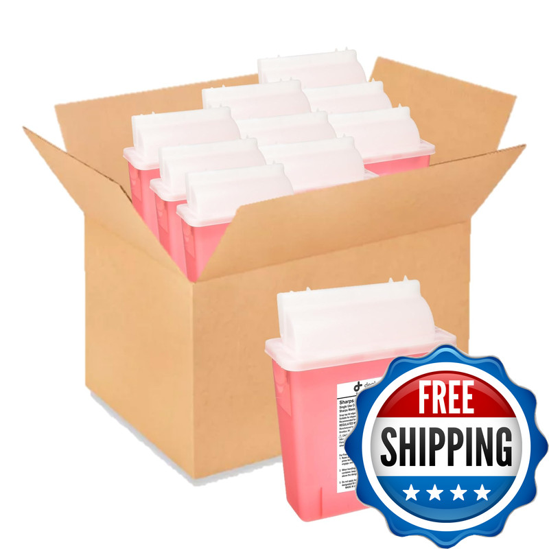 Dealmed Sharps Container 5 Quart Case Of 20 Mailbox Lid Puncture Resistant Red