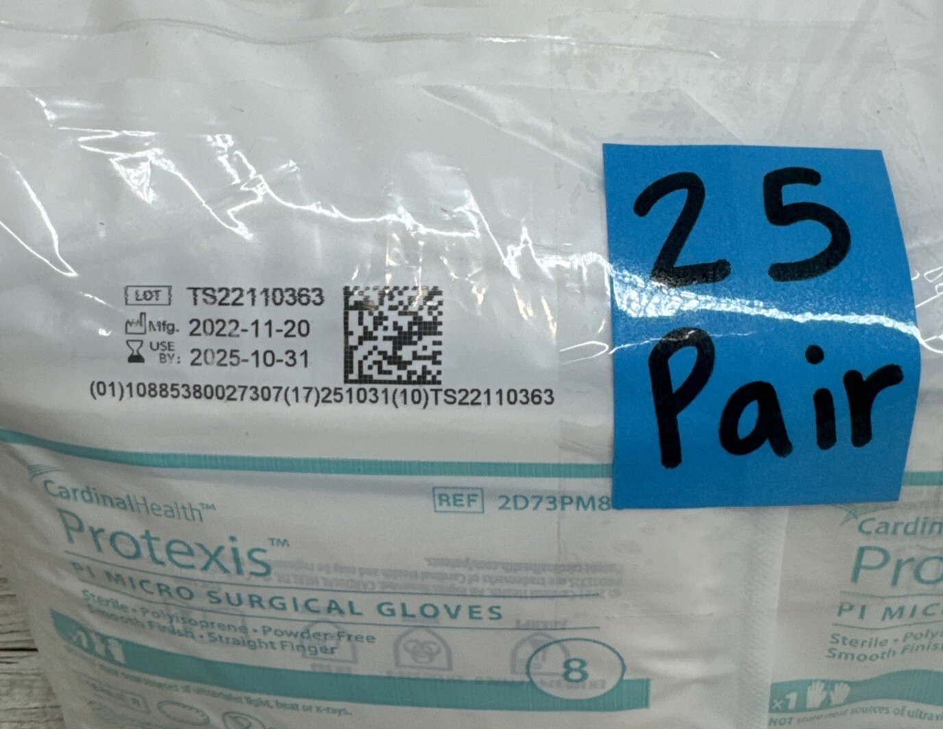 Protexis PI Micro Surgical Gloves Cardinal Health *25 Pair* Size: 8 Exp: 10/25