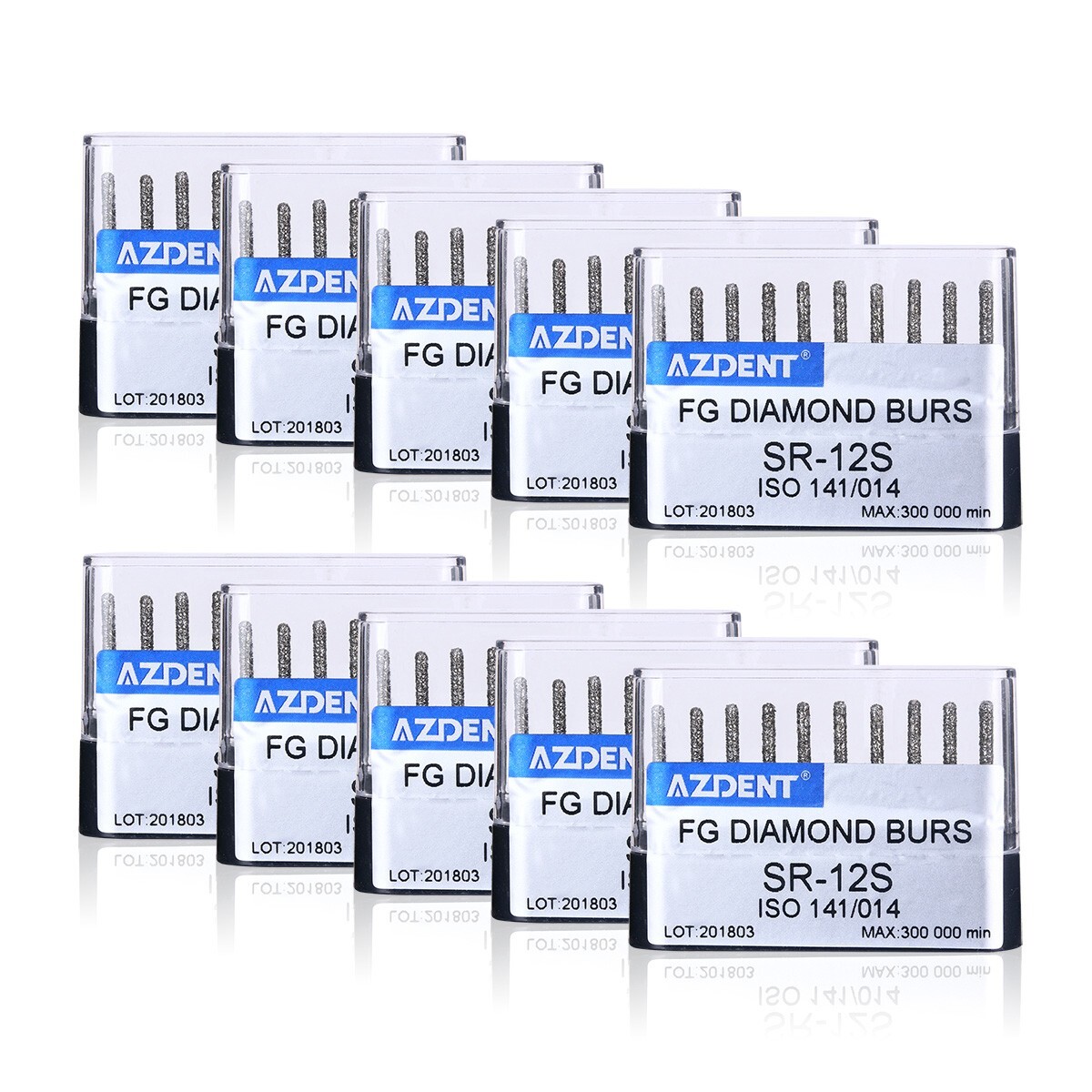 AZDENT Dental High Speed Diamond Burs Straight/Cylindrical Round Head SR-12S