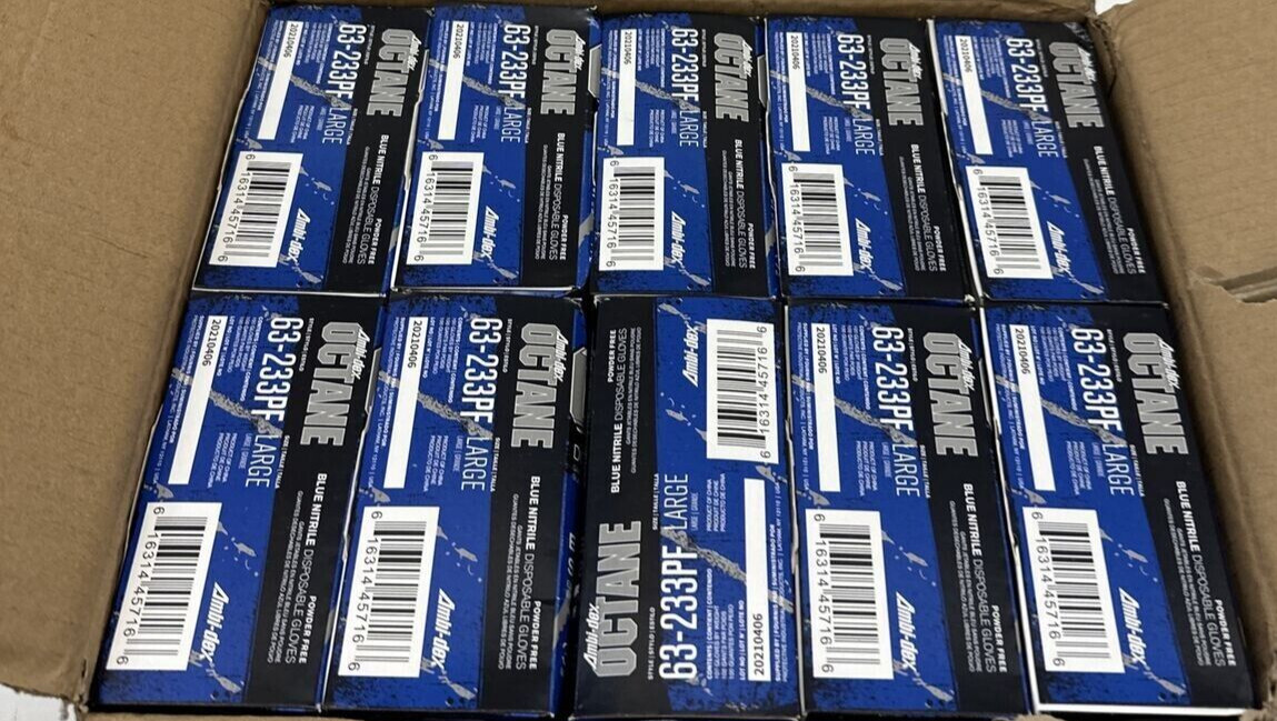 Ambi-dex Octane Blue Large Disposable Gloves – 3 mil 63-233PF/L Case of 10