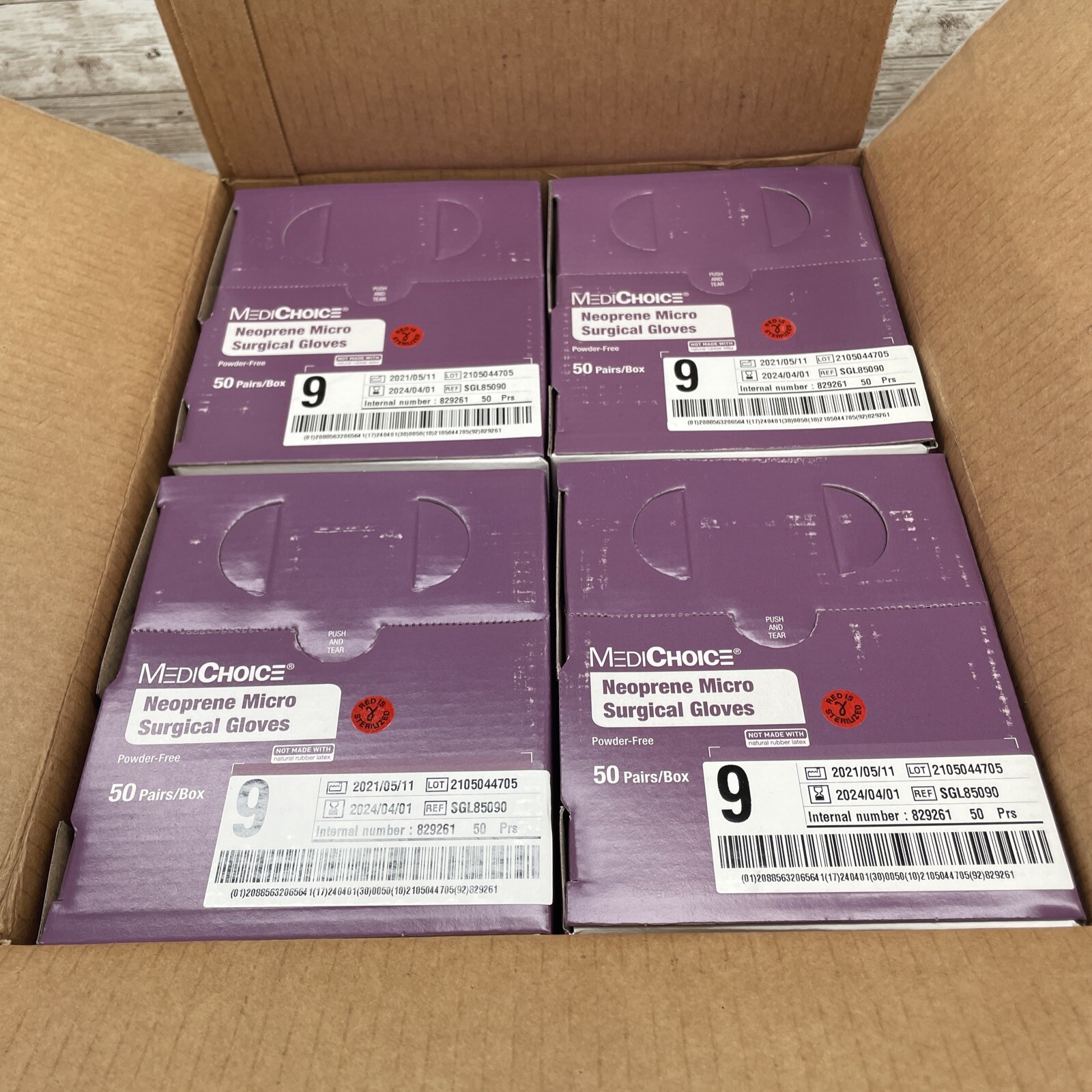 1 CASE MediChoice Neoprene Micro Surgical Gloves Sterile Size: 9 Exp: 4/24