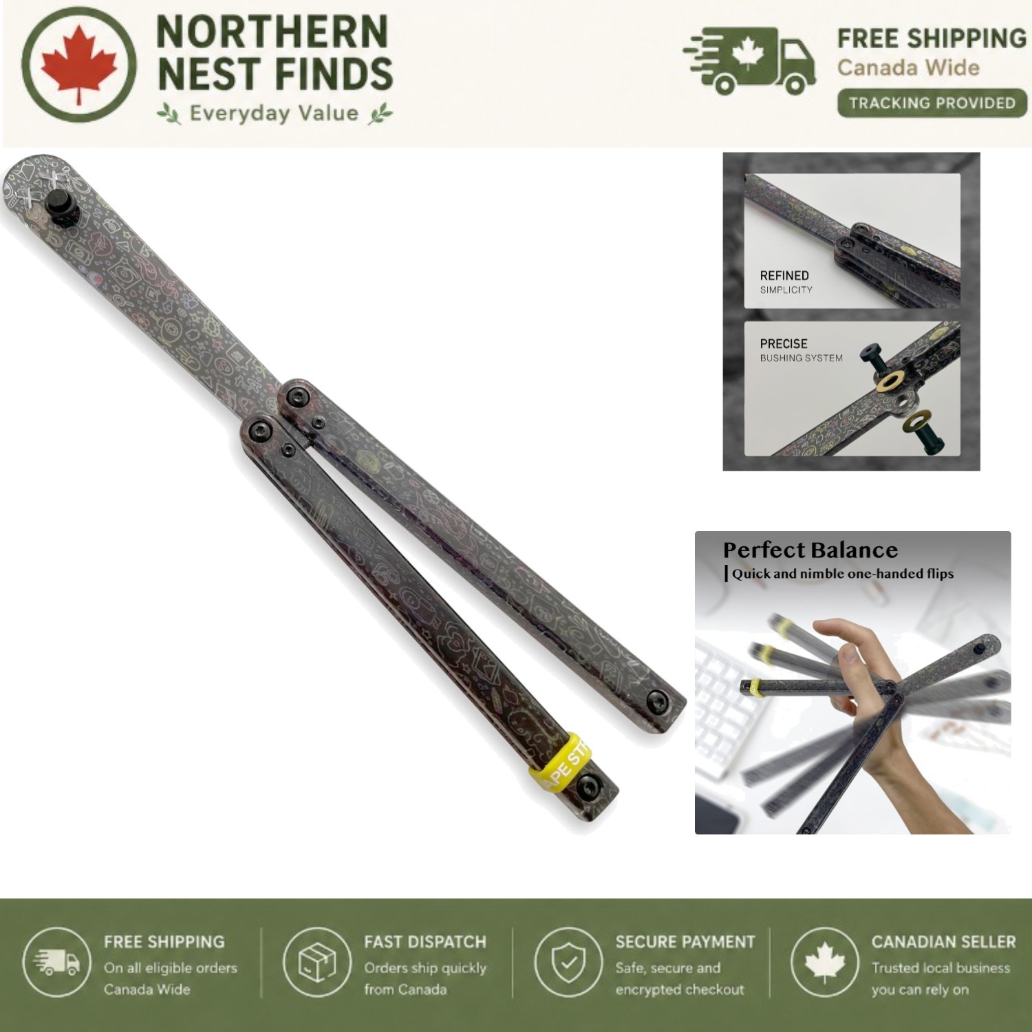 Starry Black Foldable Tool – Excellent Balance, Lightweight & Safe for Beginners