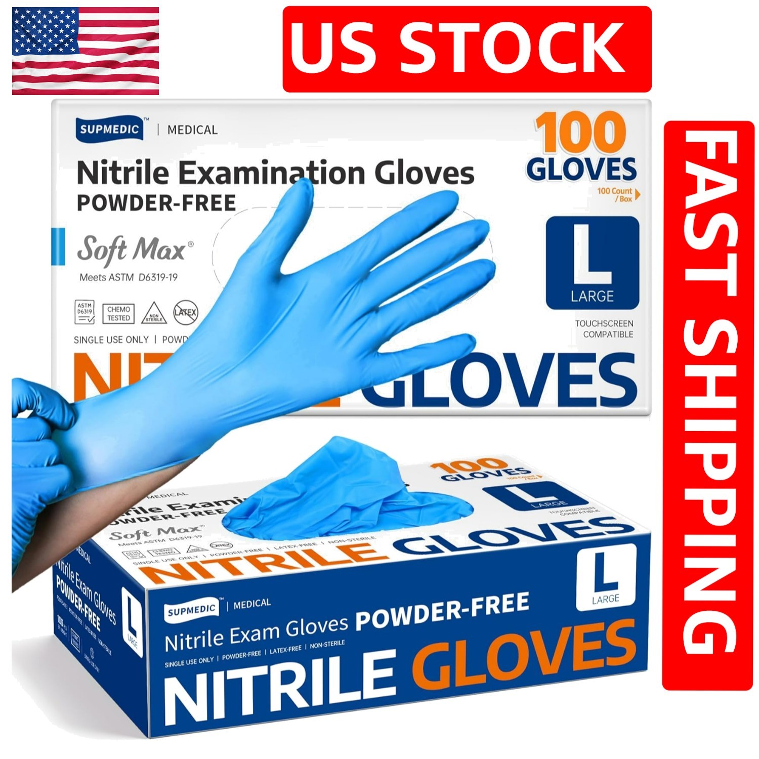 Soft Touch Nitrile Exam Gloves, 100 Count – Safe, Comfortable & Versatile Blue