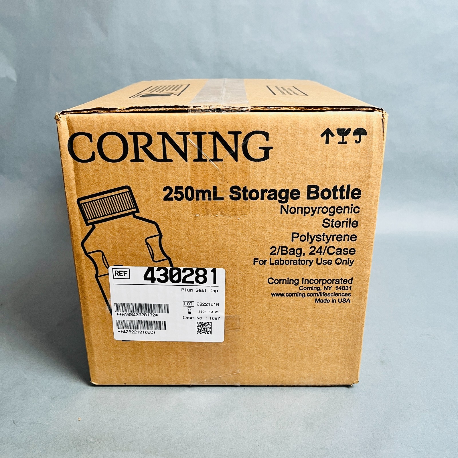 Corning Storage Bottle 250 ml Easy Grip Sterile Case of 24 Bottles