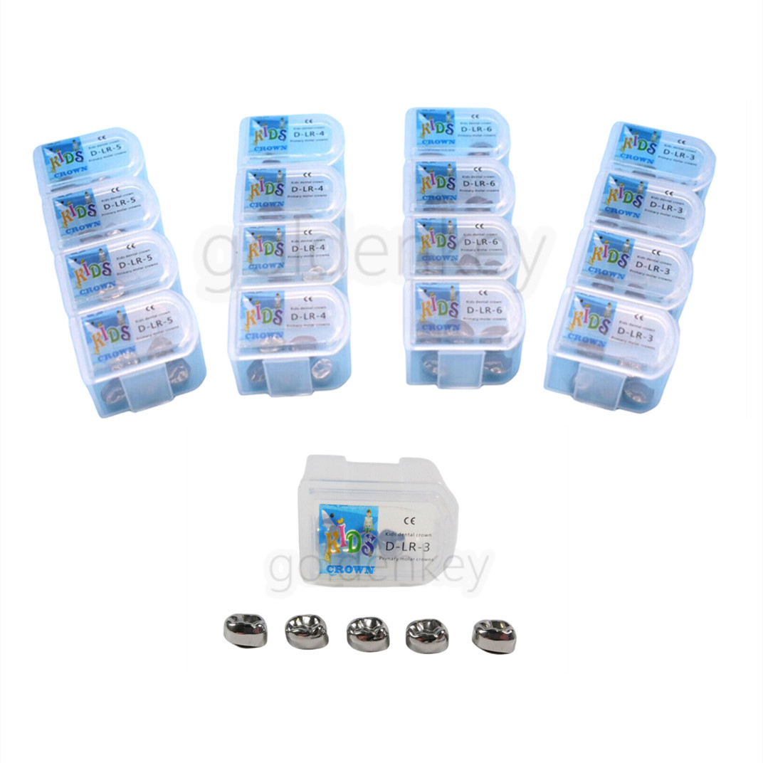 5/Lot Dental Kids Primary Molar Crown Stainless Steel Pediatric 48SizesCrowns