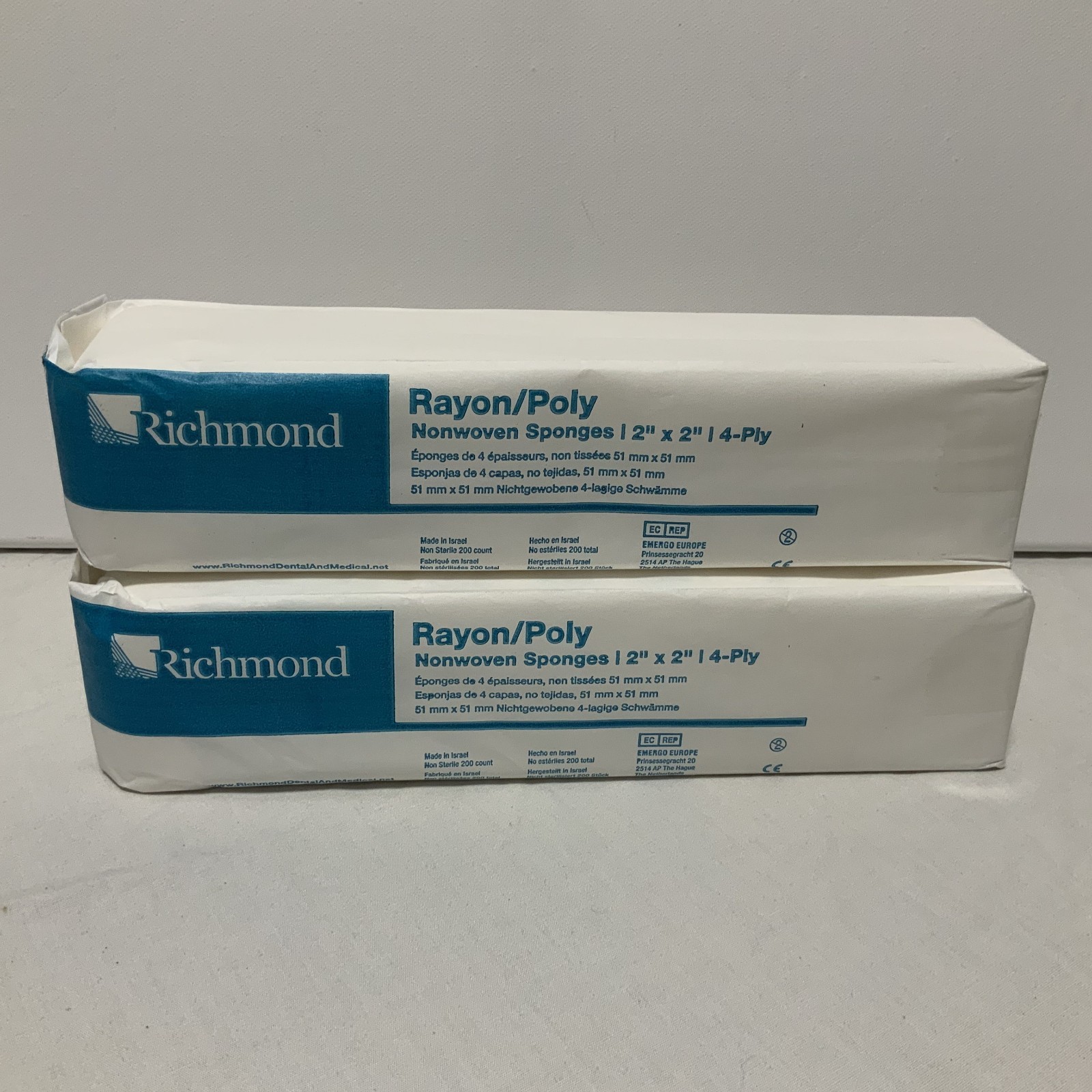 Richmond Nonwoven Sponges Rayon/Poly 400 count 2″x2″ 4-ply REF 300634