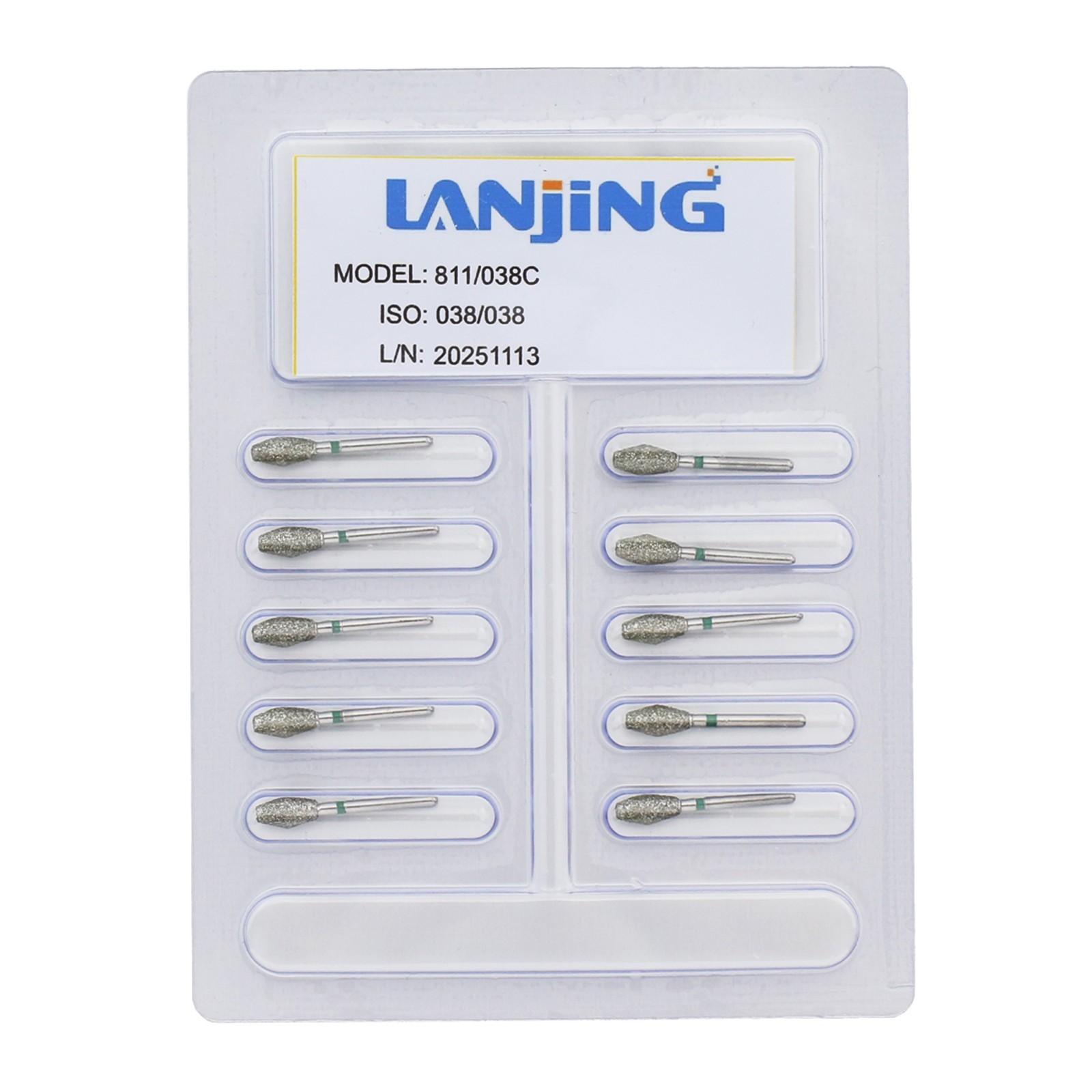 Dental Diamond Burs Barrel 811/038C Coarse FG Bur High Speed Burr 10/PK