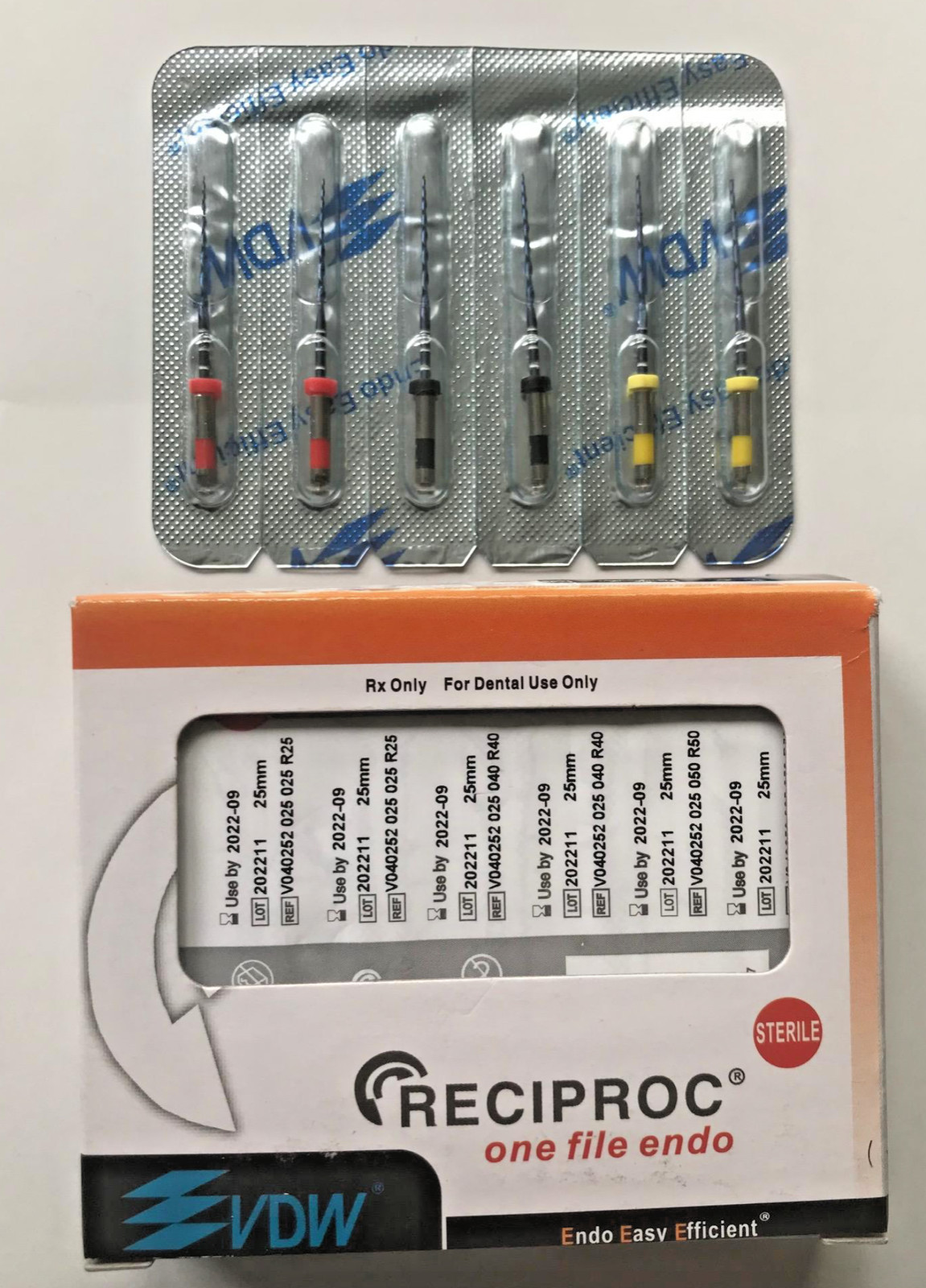 VDW RECIPROC Blue Dental Endo NiTi File ASSORTED 25mm 5 packs of 6 files (30ct)