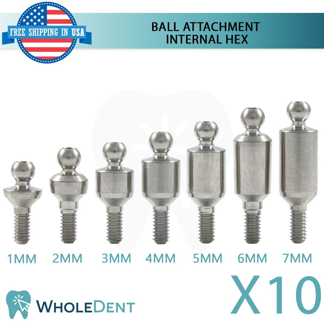 10x Ball Overdenture Attachment Abutment Removable Dental Instrument Int Hex