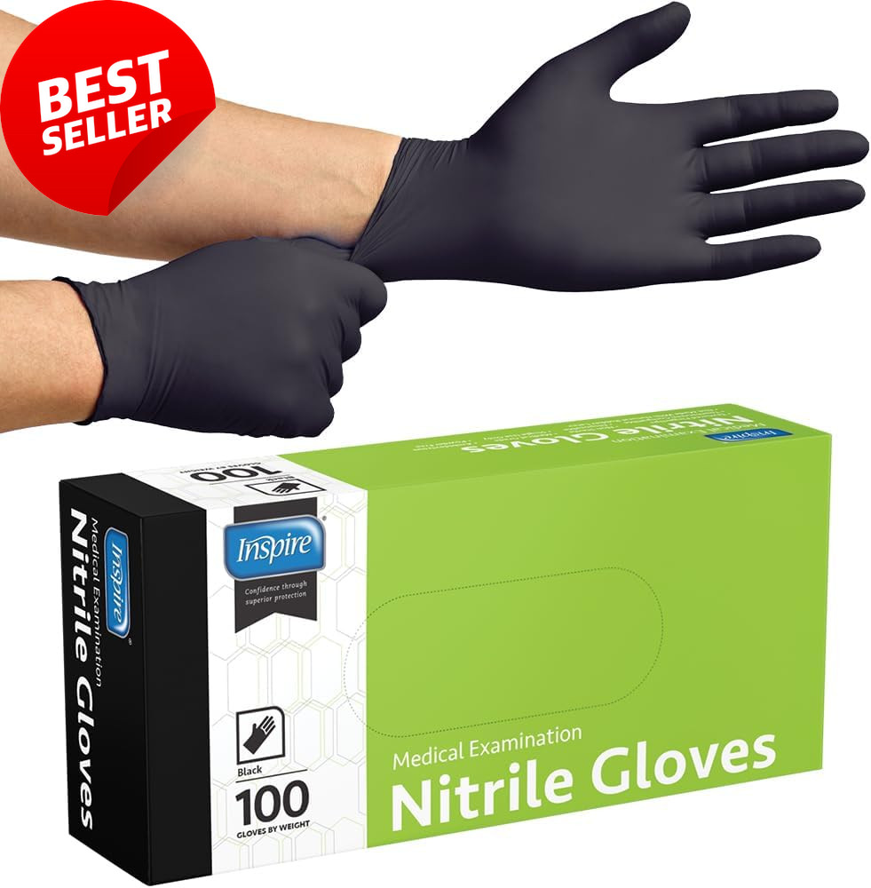 Black Nitrile Disposable Gloves 4.5mil Safety Medical Cleaning Cooking