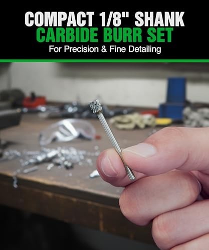 20 Pcs Carbide Bur Set – 1/8″ Shank Double Cut Bits for Milling, Carving, Engrav
