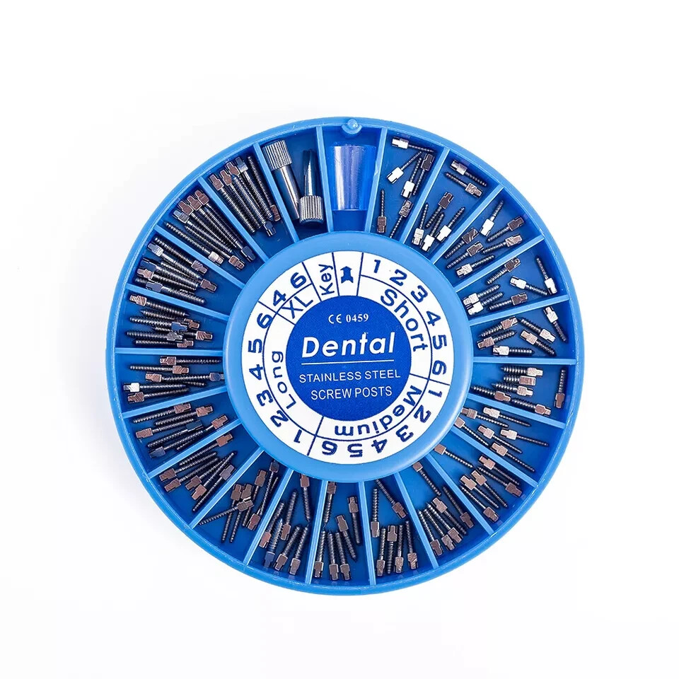120Pcs Dental Endo Stainless Steel Conical Screw Posts Silver Gold/Fiber Posts