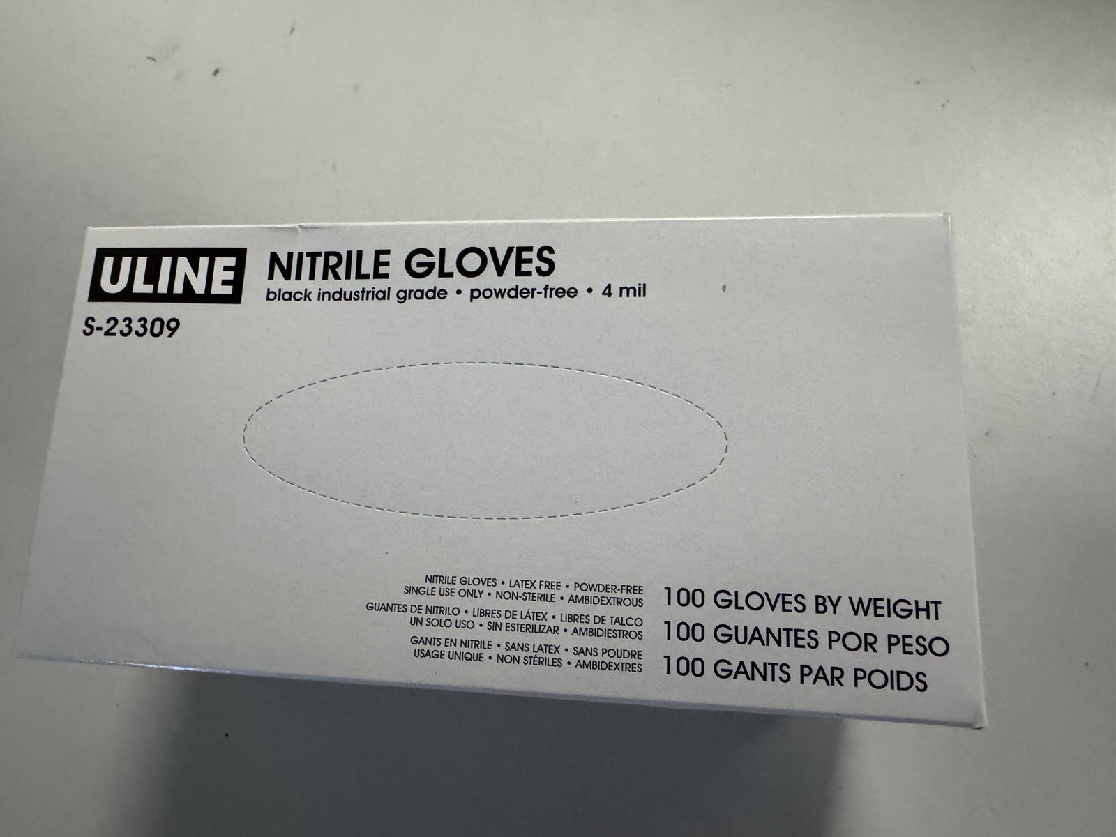 ULINE S-23309 Industrial Grade 4 mil Nitrile Gloves LARGE 100 Count