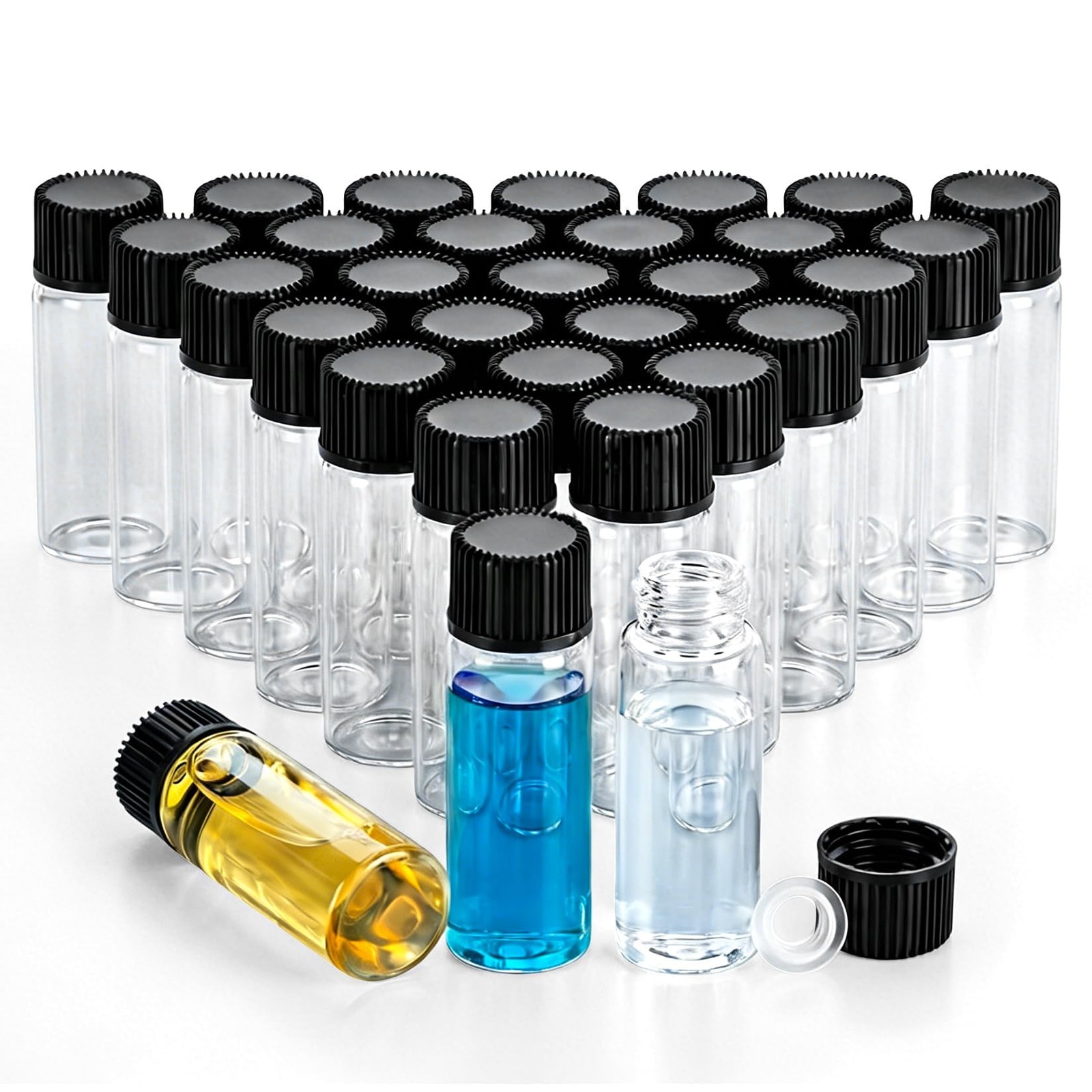 RAINFLOW 4ml Small Glass Vials with Screw Caps 30PCS Clear Sample