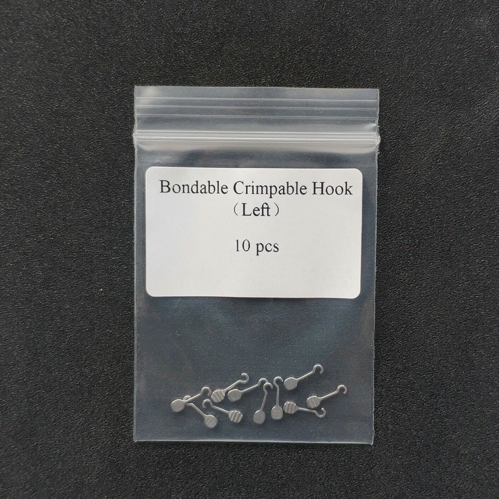 10 Pieces Bondable Sliding Crimpable Hook Long Curved 10Pcs/pack Left Right