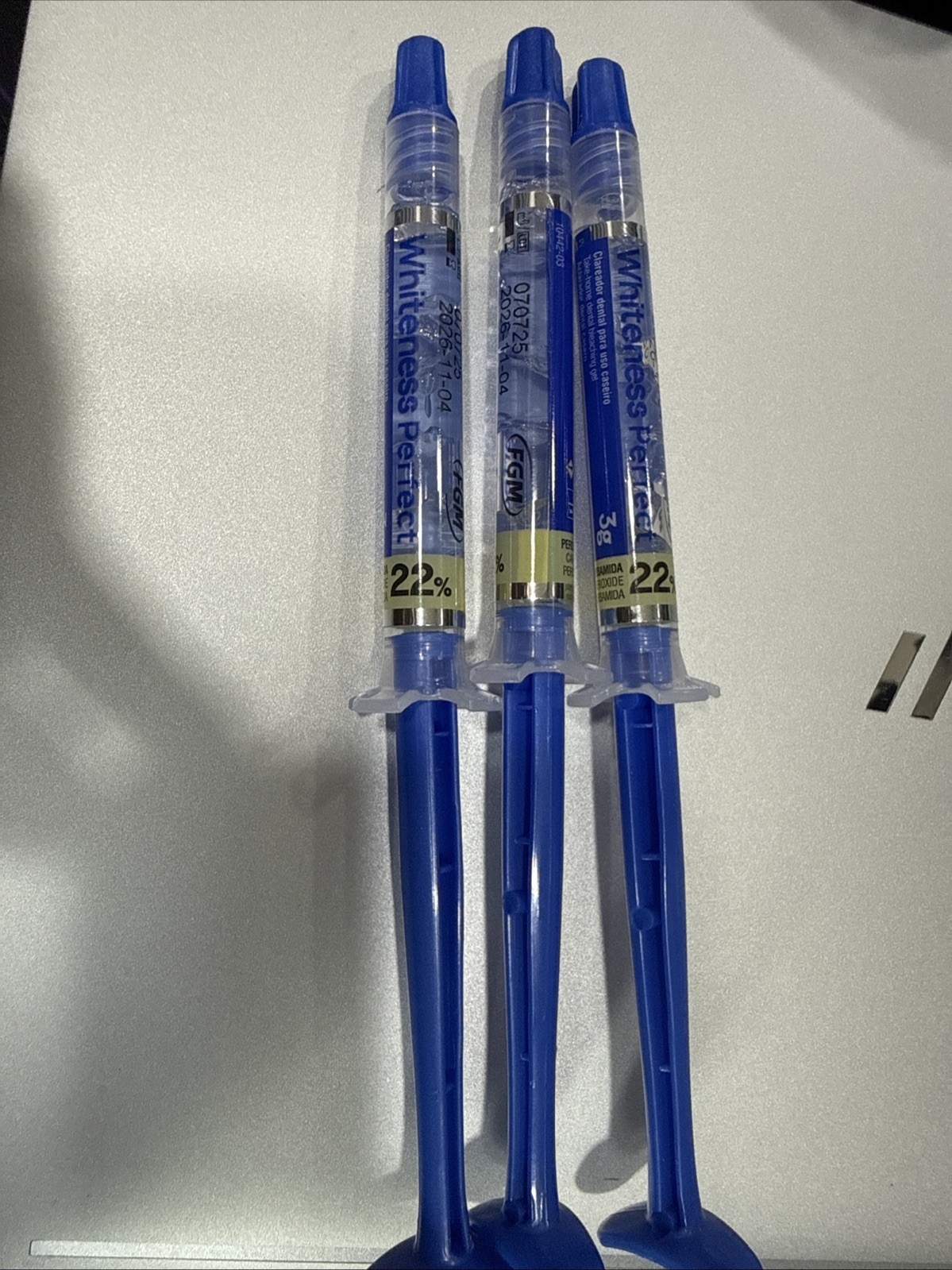 3 X FGM Dental Whiteness Perfect 22% Home Bleach Gel 3g Syringe
