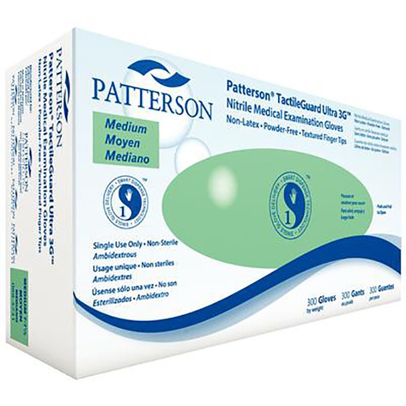 Patterson TactileGuard Ultra 3G 088-5731 Nitrile Exam Gloves 300 Box – Medium