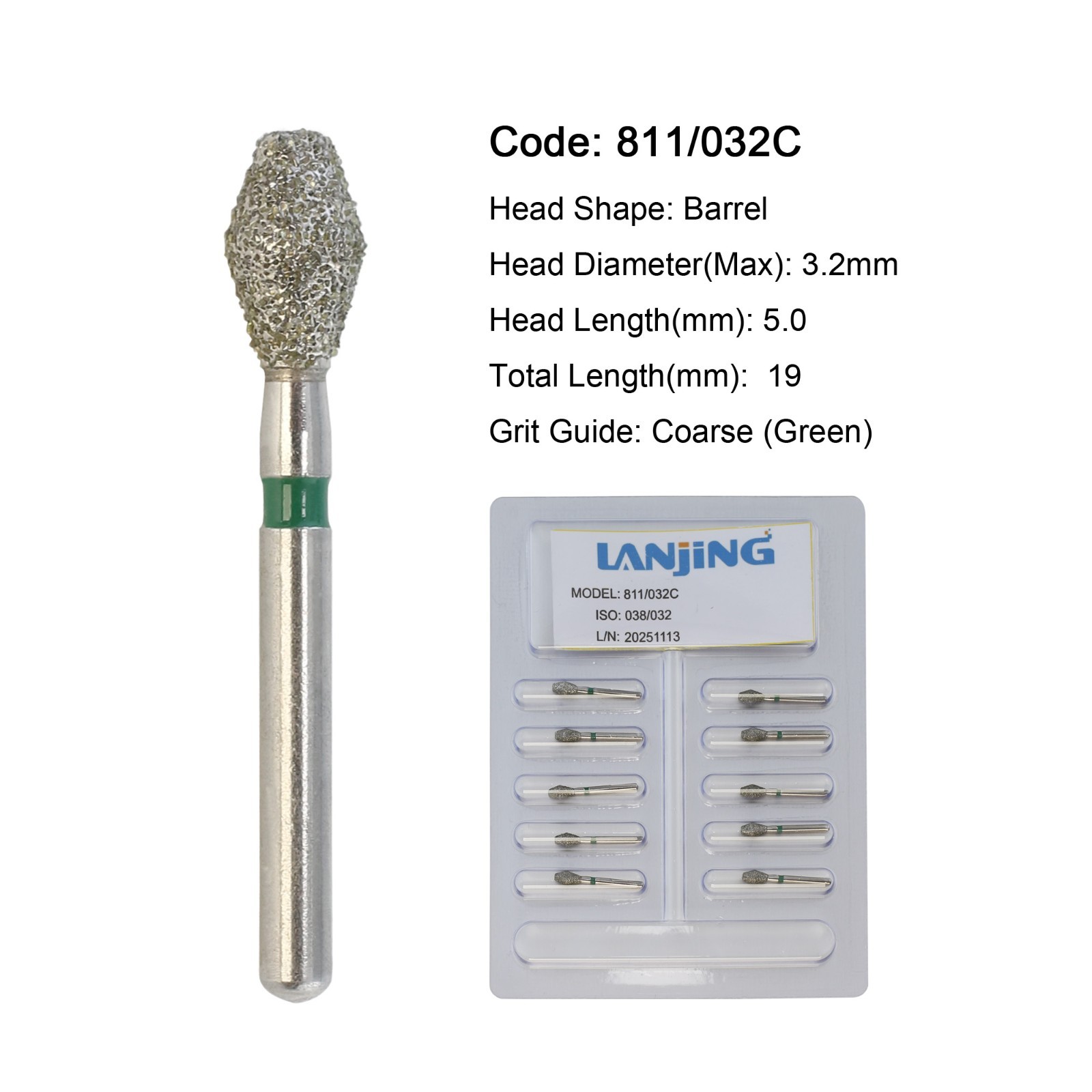 Dental Diamond Burs FG Egg Football Barrel Pear 330 High Speed Friction Grip 379