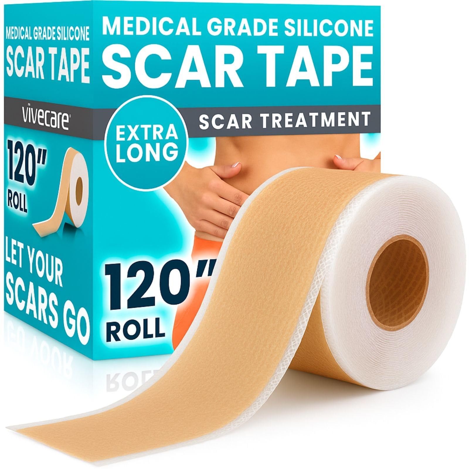 Vive Care Vivecare Silicone Scar Sheets Tape 1.6 X 120 Roll Medical Grade