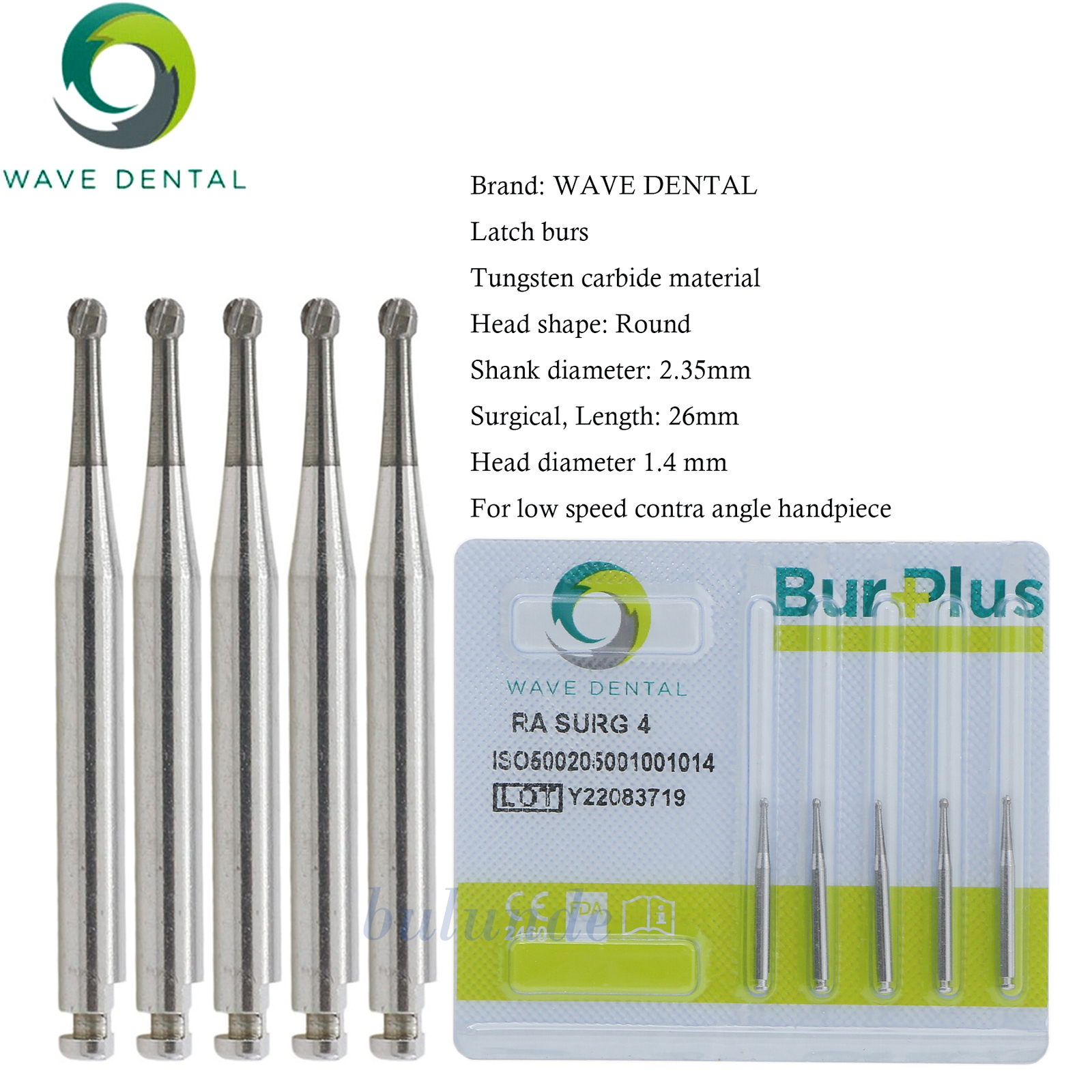Wave Dental Tungsten Carbide Surgical Burs Round 26mm RA SURG 2 4 5 6 8# Prima