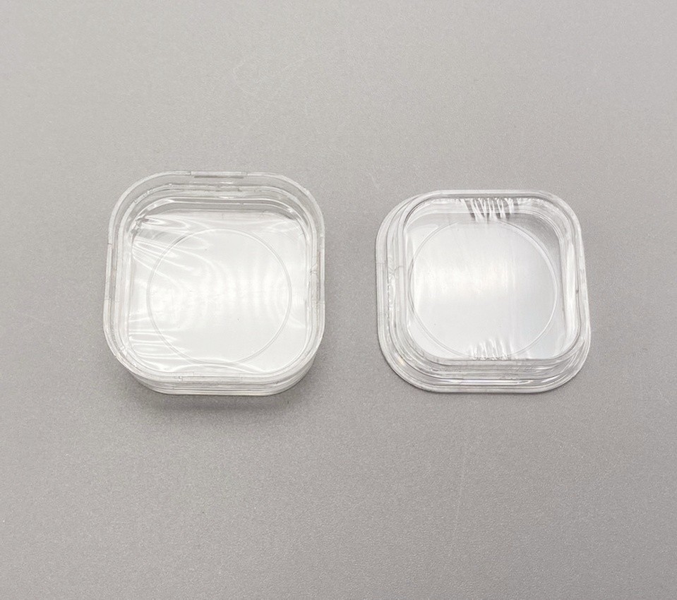 10pcs Denture Teeth Acrylic Membrane Hinged Case Jewelry Storage Box 38*38*17mm