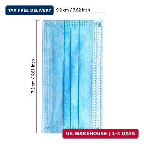 Wecolor 100 Disposable Face Masks for Adults, Outdoor, Hospital, Airport, Farm,