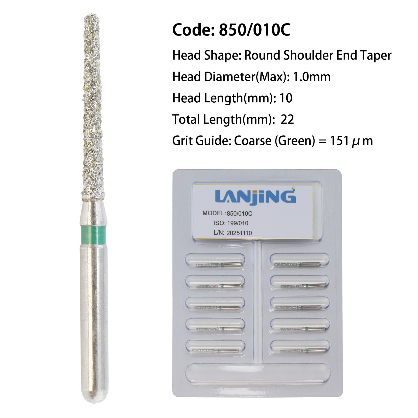 Dental Diamond Burs Pear 330 Ball Round End Taper FG High Speed 801L Surgical