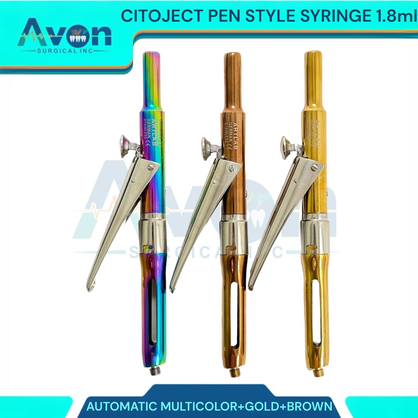 Automatic Citoject Pen Style Syringe 1.8mL, German Stainless Steel (3-Pack)
