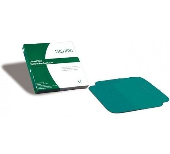 Prehma 6″ X 6″ Heavy Gauge, Green Mint Scented, Latex Rubber Dam (.22mm), Box
