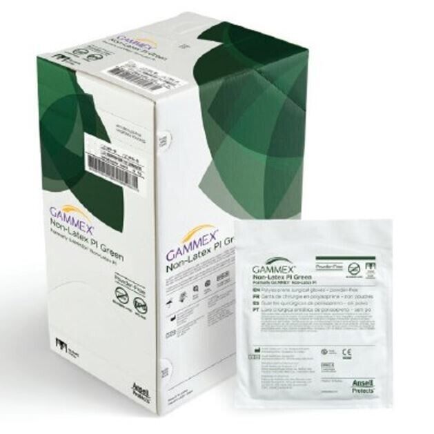 *50-Pairs* Ansell Gammex Non-Latex PI Green PF Size-5.5 Gloves 20685255