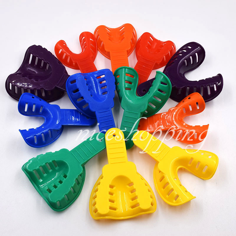 12 Pcs/set Dental Impression Tray Trays Plastic 6 Sizes Autoclavable Adult/Child