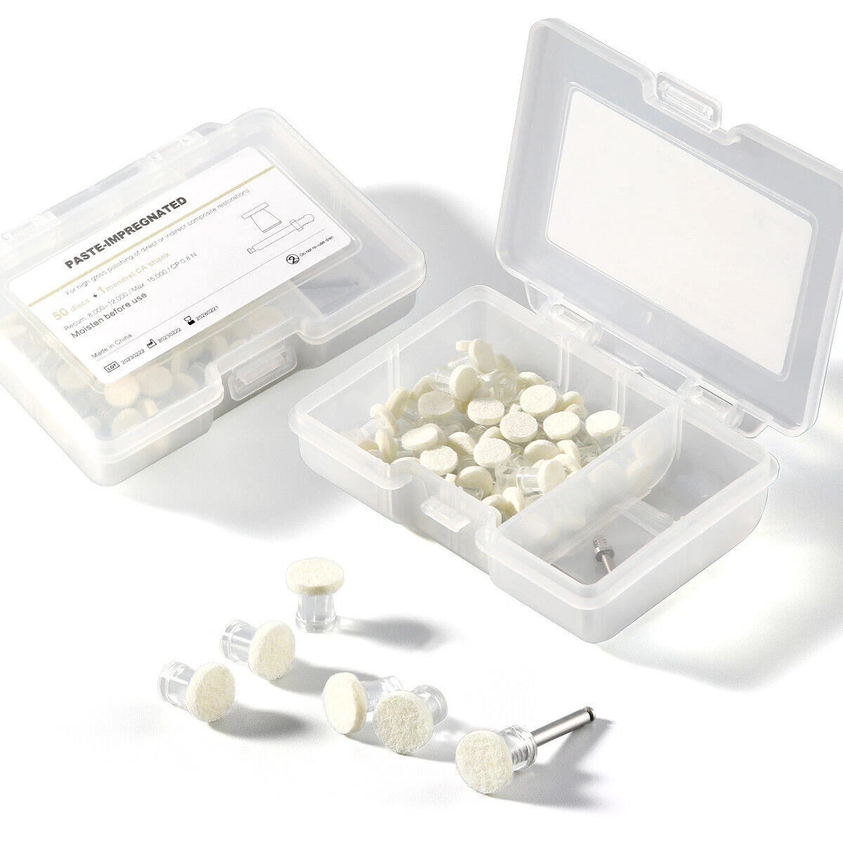 5Box Dental Paste-Impregnated Composite Polishing Felt 50 Discs+1 CA mandrel Kit