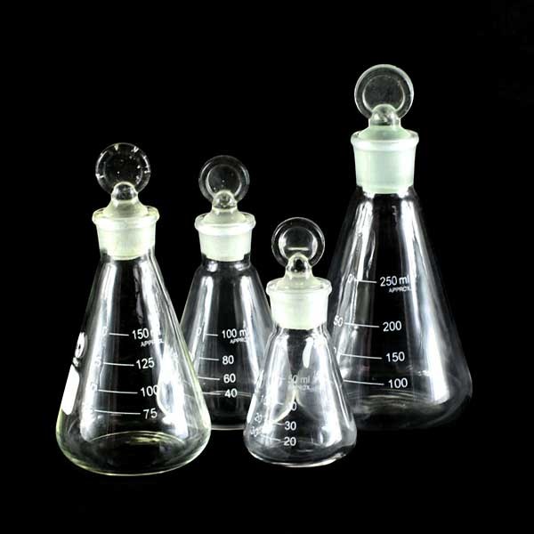 10ml-1000ml Erlenmeyer Iodimetric Flask with stopper Chemistry Lab Glassware