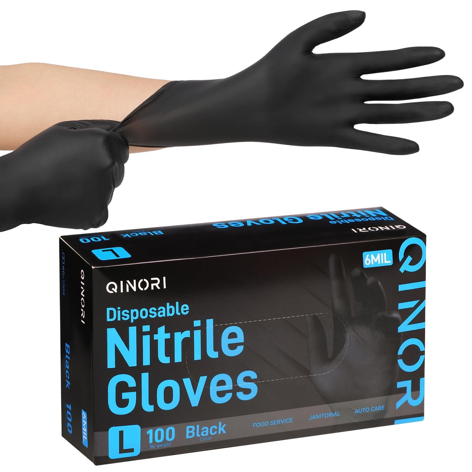Nitrile Gloves Disposable 6 Mil Black Heavy Duty Latex & for Cooking/Food Han…