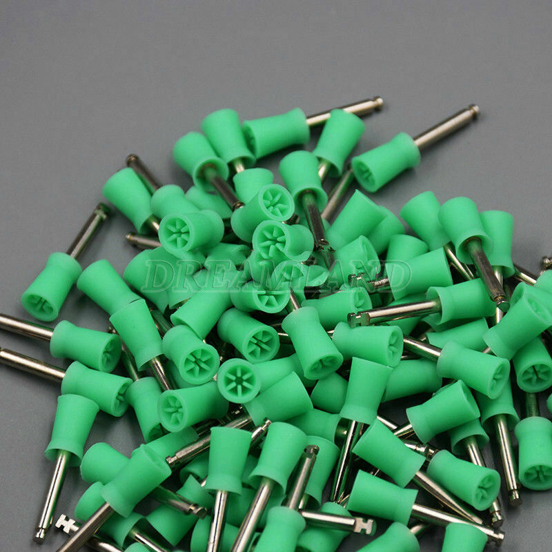 100pcs Dental Polishing Cups Teeth Prophy Polisher Latch Type Rubber Green NJ