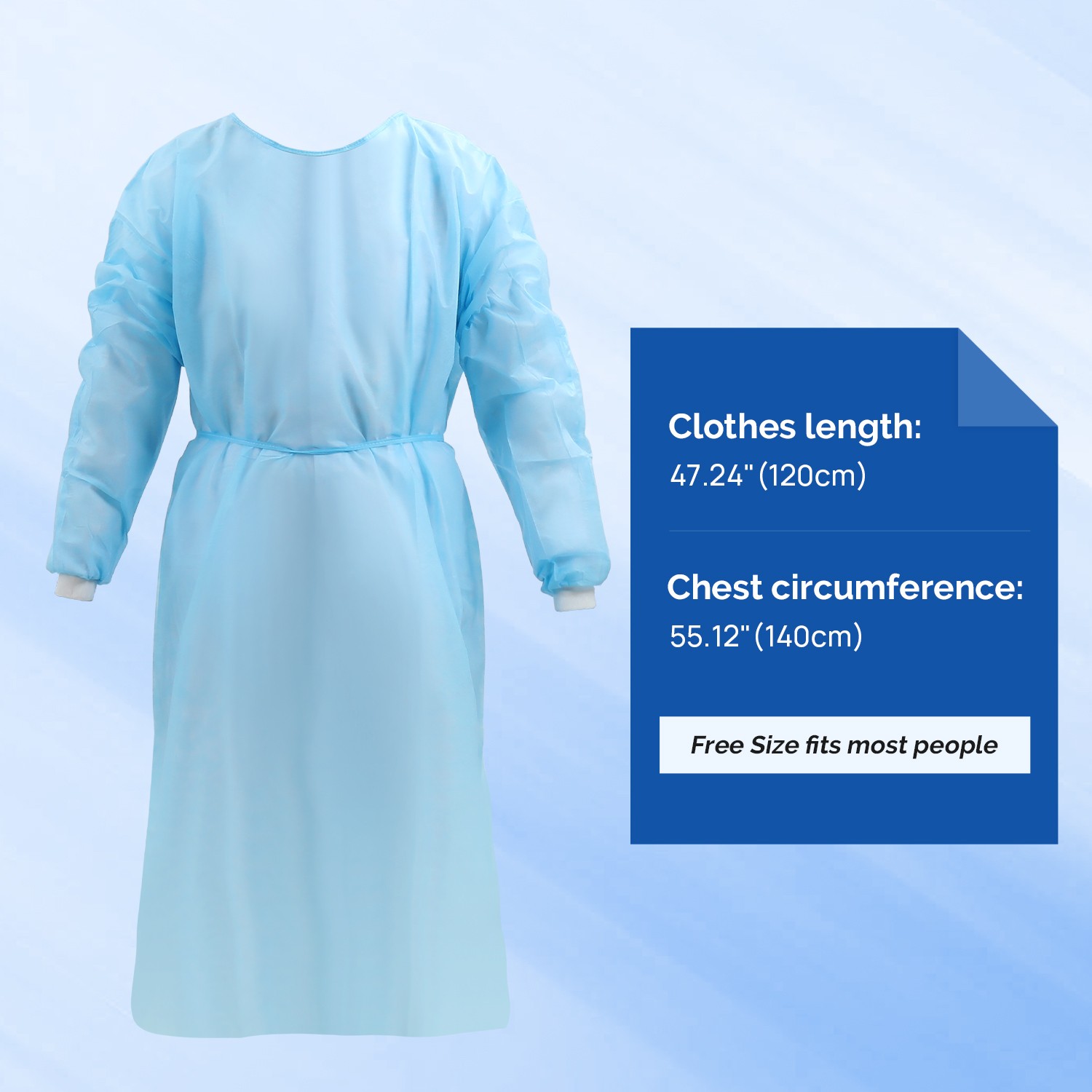 10*Disposable Lab Coats 30gsm SMS Knee Length with Pockets Knit Cuffs 120*140cm