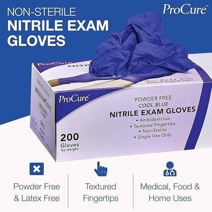 ProCure Single Use Nitrile Gloves 200 Count Powder Free Rubber Latex Free LARGE