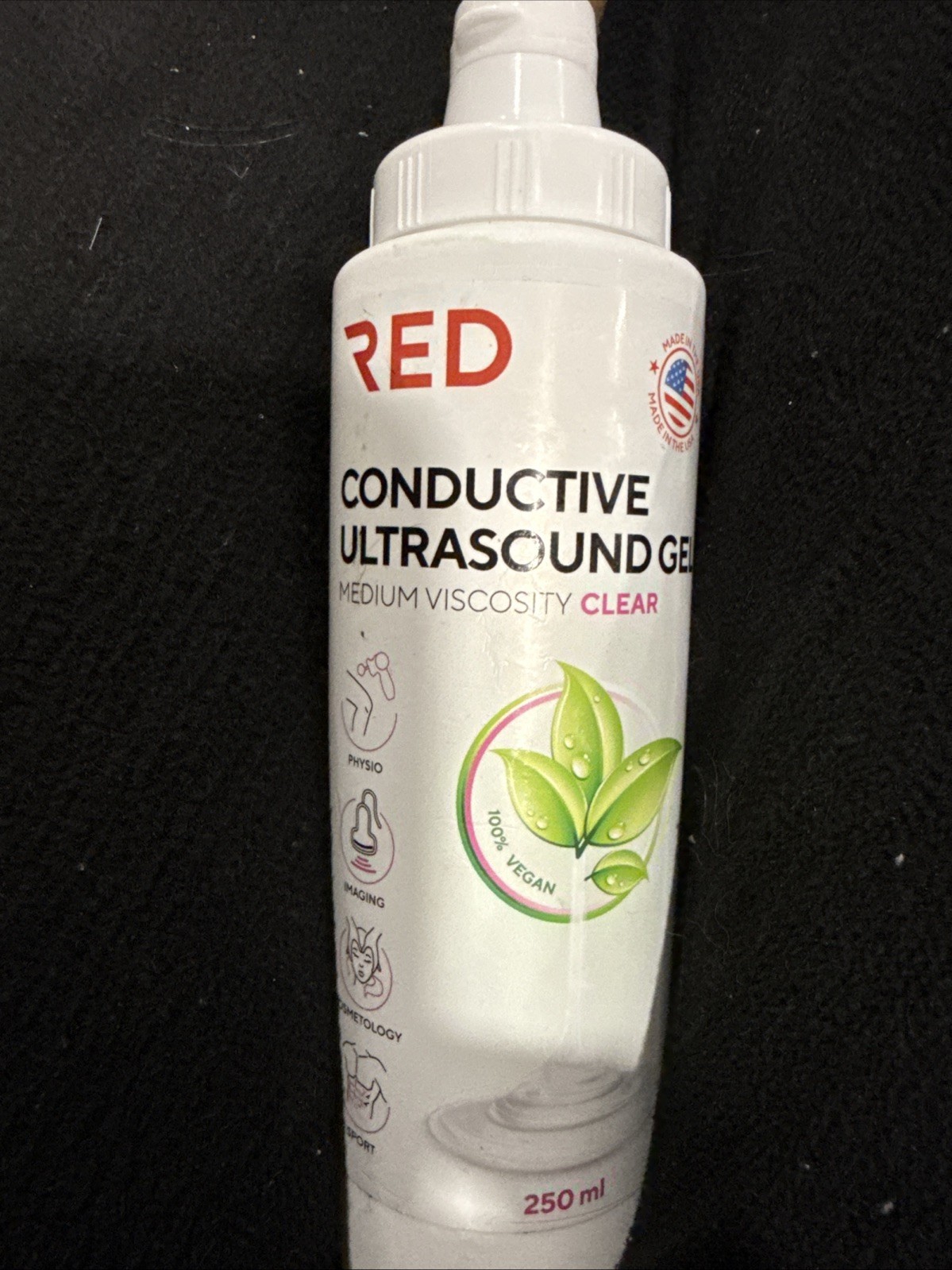 RED Conductive Ultrasound Gel CLEAR Medium Viscosity Blue Psysio Imaging