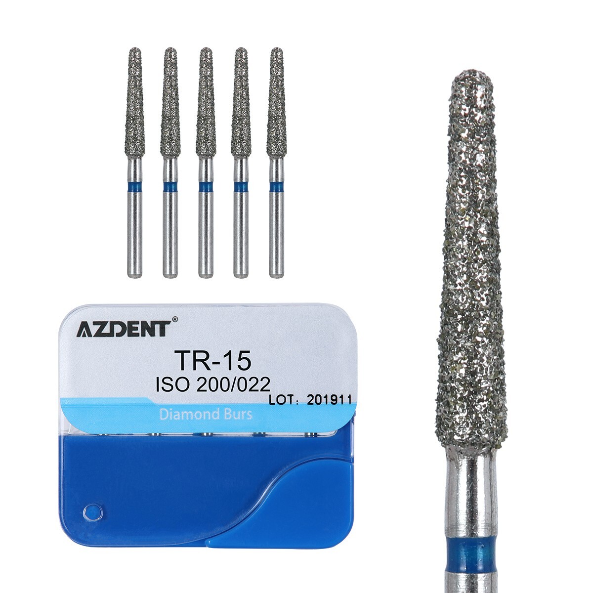 100pcs Dental Diamond Burs Kit for High Speed Handpiece Medium FG 1.6MM AZDENT