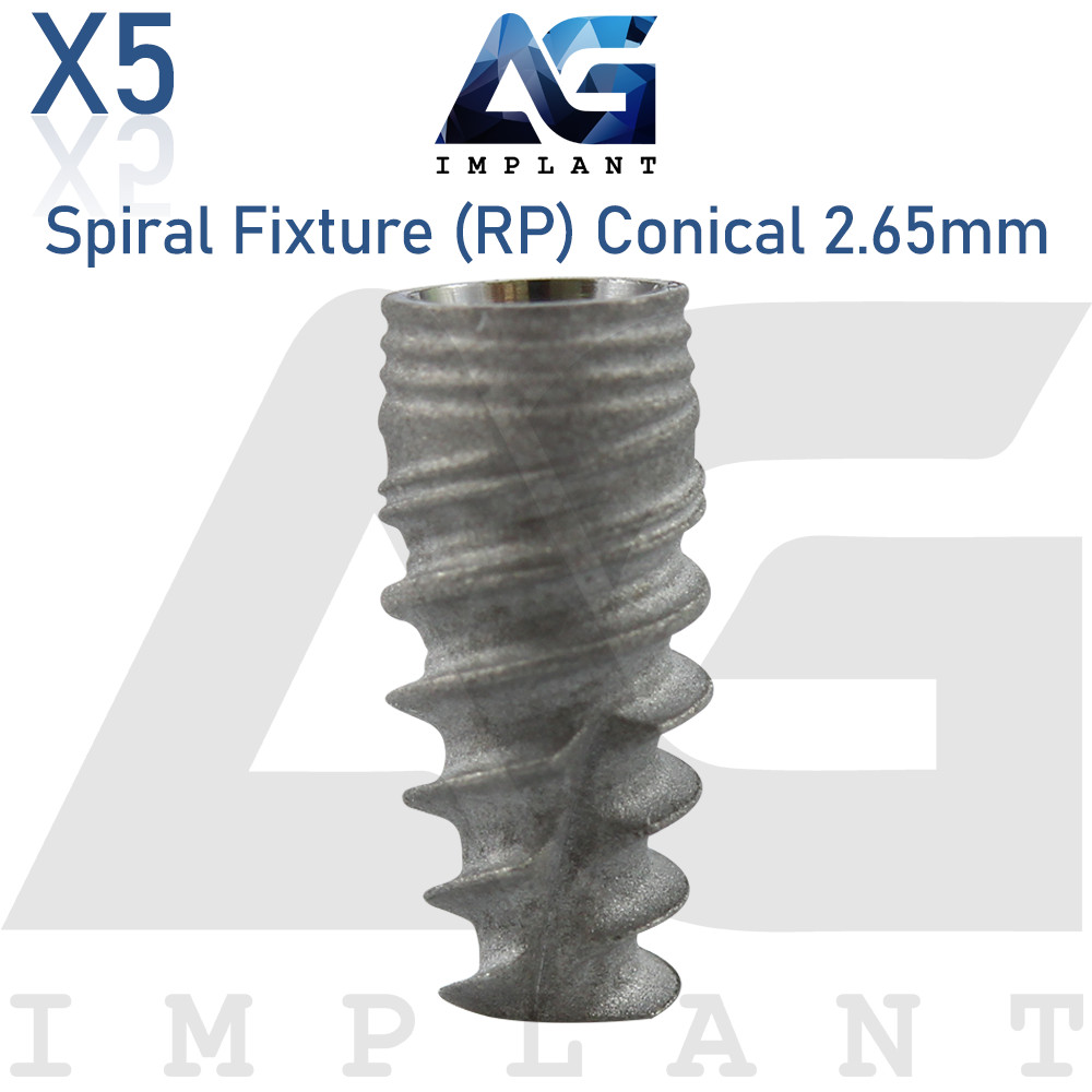 5 Spiral Fixture Regular Platform (RP) Conical Connection Hex 2.65mm Dental SLA