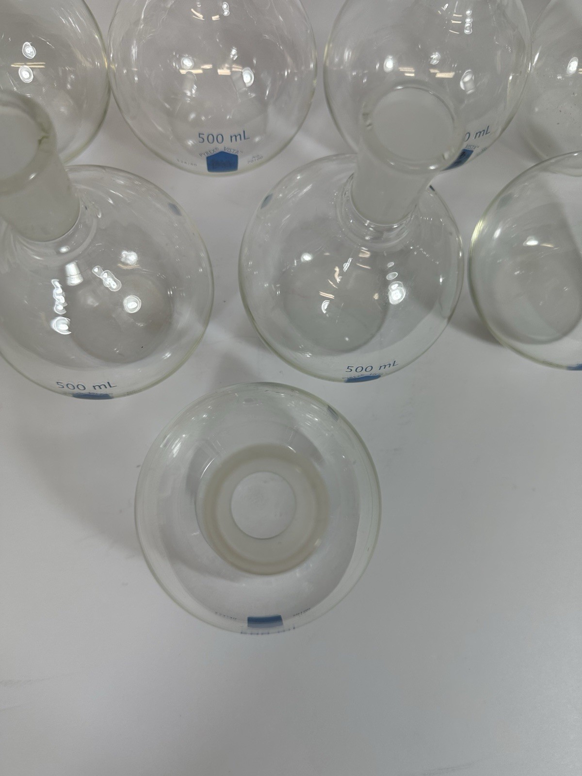 Pyrex Vista 500 mL Round Bottom Flasks No. 70100 Flat Boiling 24/40 Lot Of 8