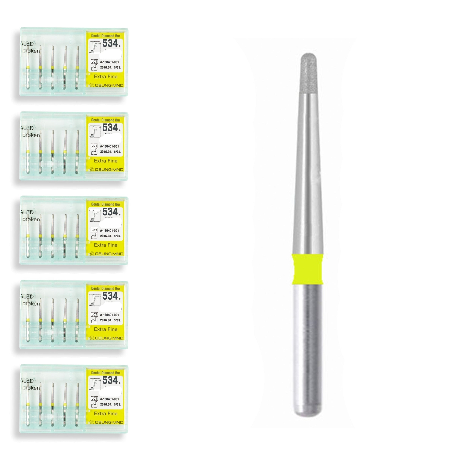 Torpedo, Long Neck 1.1 mm Dia. Extra Fine Grit Diamond Dental Bur 25 Pcs